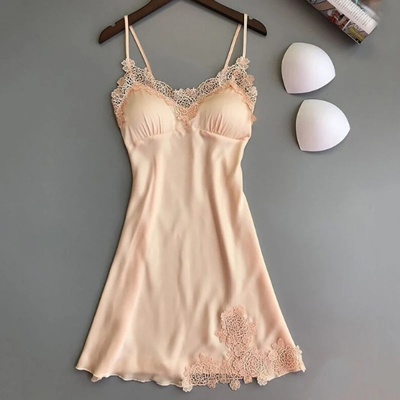 Sexy Satin Lace Nightdress