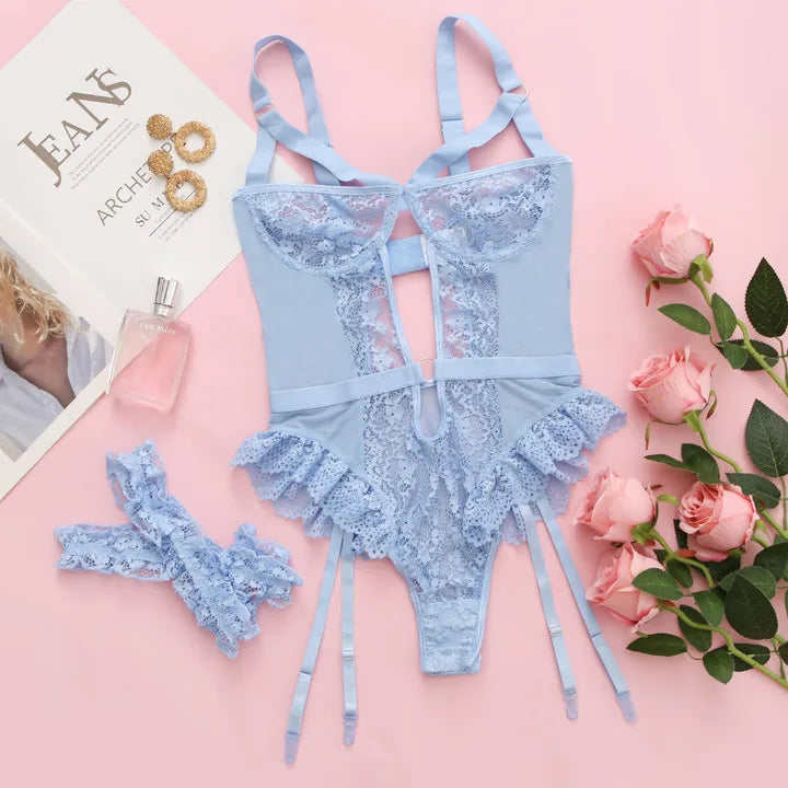 2pcs Lace Lingerie Set – Bra & Thong with Choker