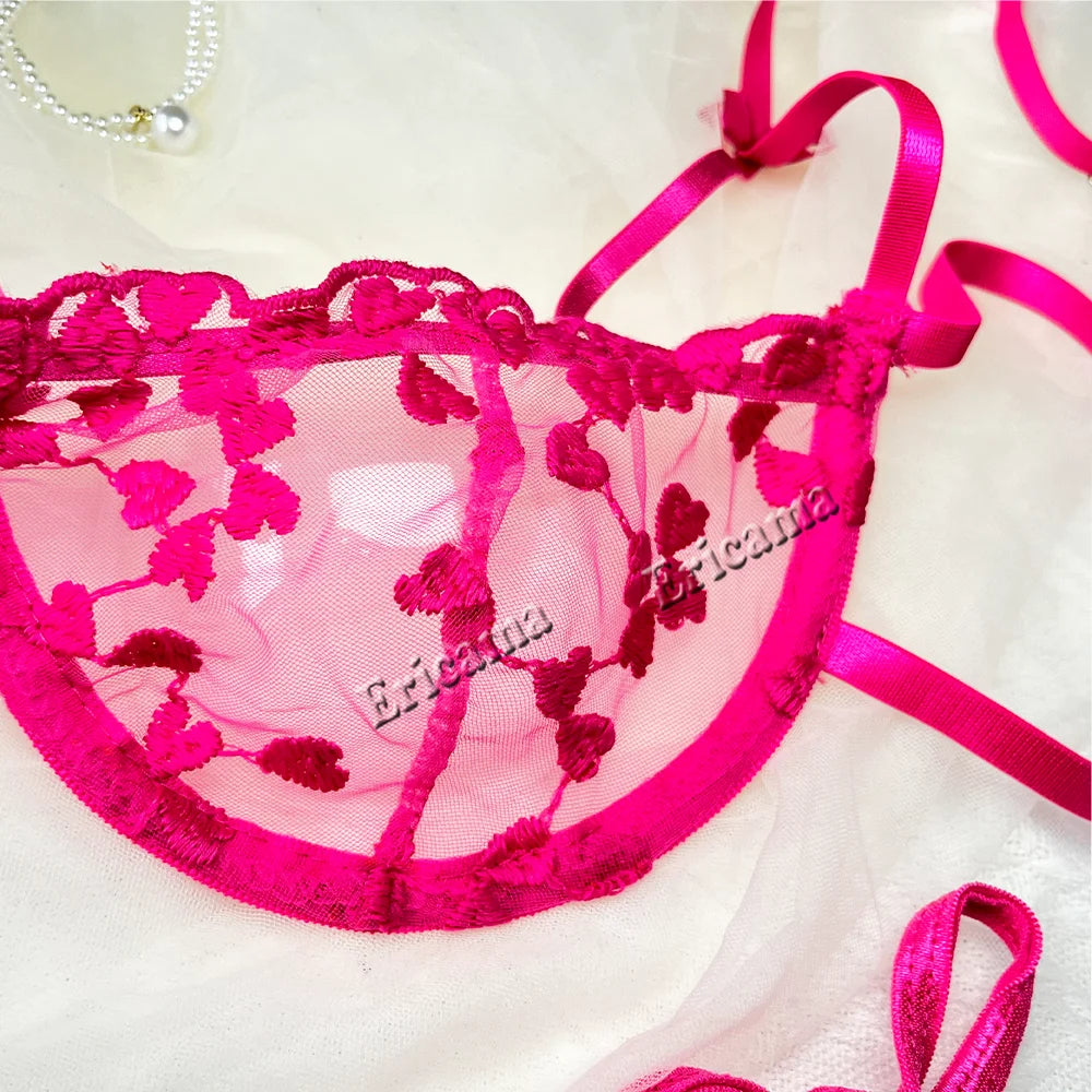 Lace Embroidery Bra & Thong Set – Sexy Lingerie