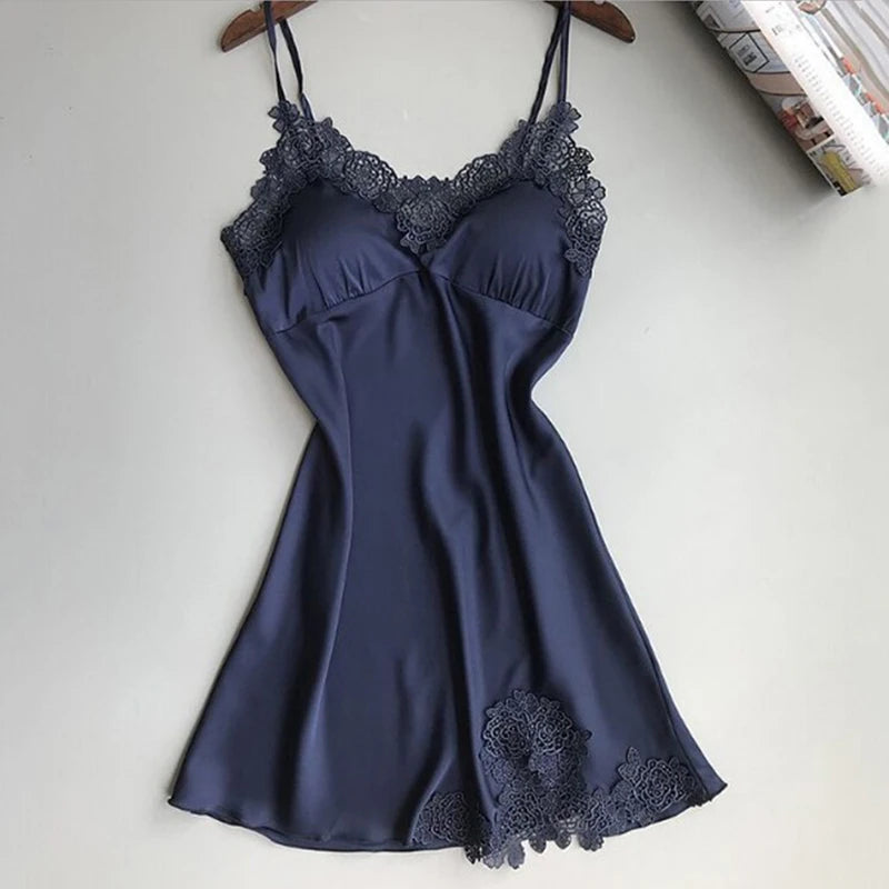 Sexy Satin Lace Nightdress
