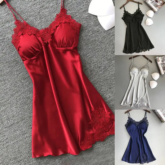 Sexy Satin Lace Nightdress