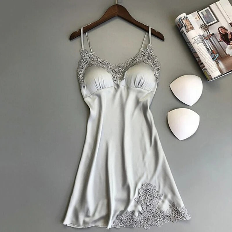 Sexy Satin Lace Nightdress