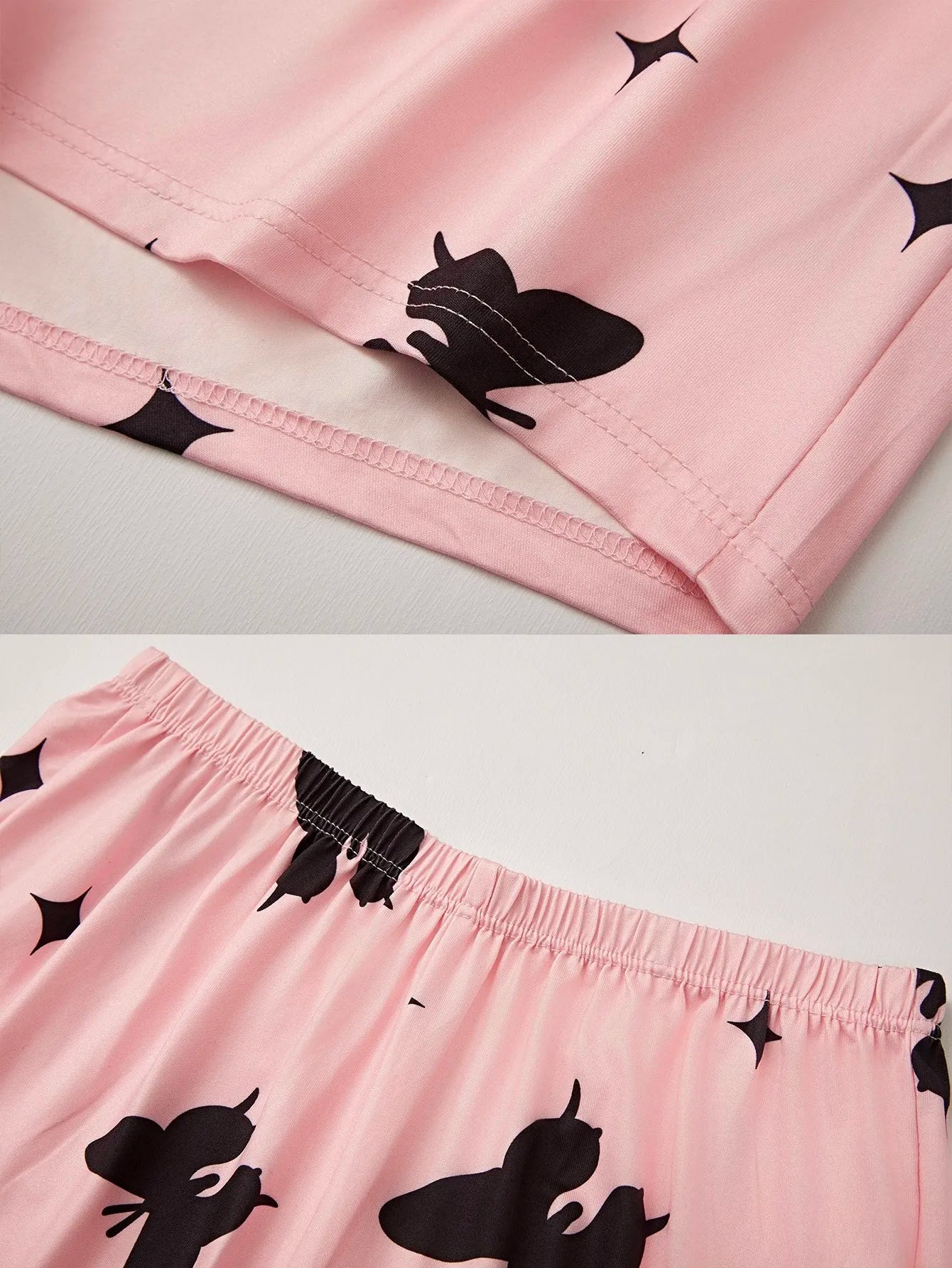 Women’s Pajama Set – Black Heart Top & Pink Shorts