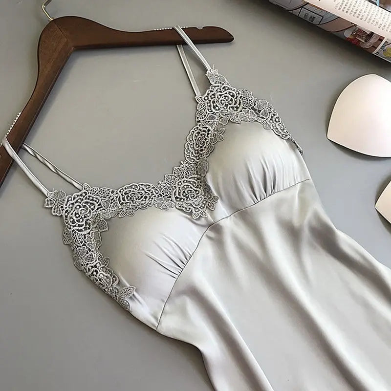 Sexy Satin Lace Nightdress