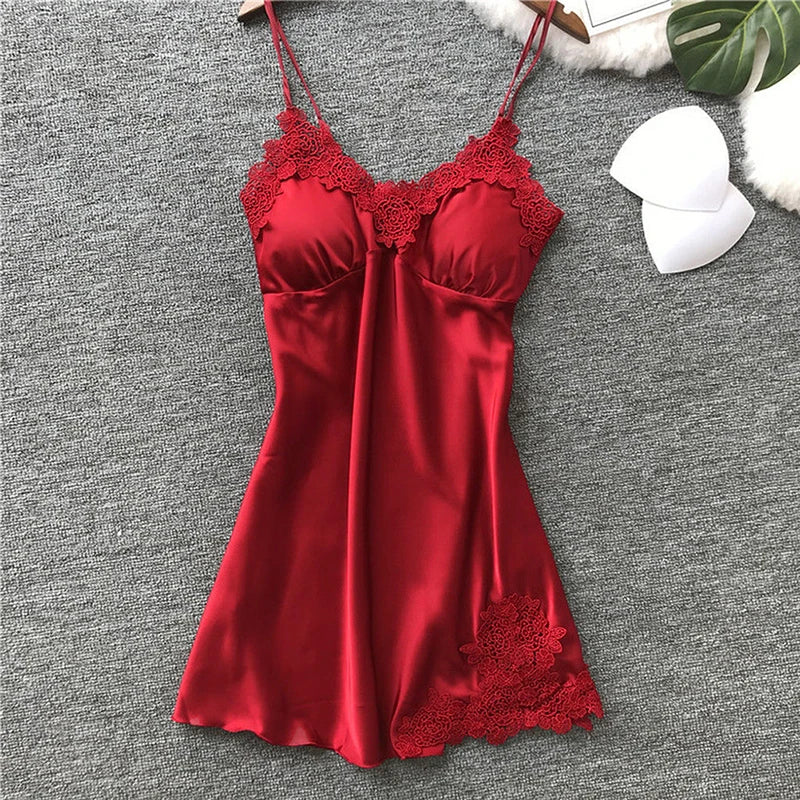 Sexy Satin Lace Nightdress