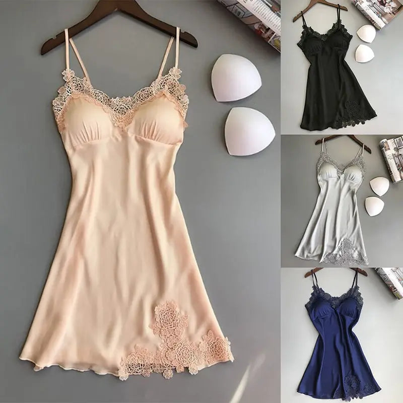 Sexy Satin Lace Nightdress