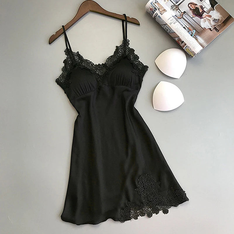 Sexy Satin Lace Nightdress